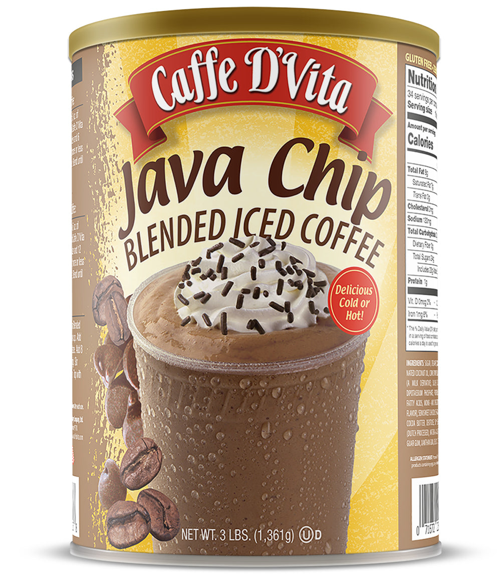 Java Chip Latte Blended Iced Coffee Frappe - Single Can or Case of 4 Cans - 3 lb. (48 oz.)