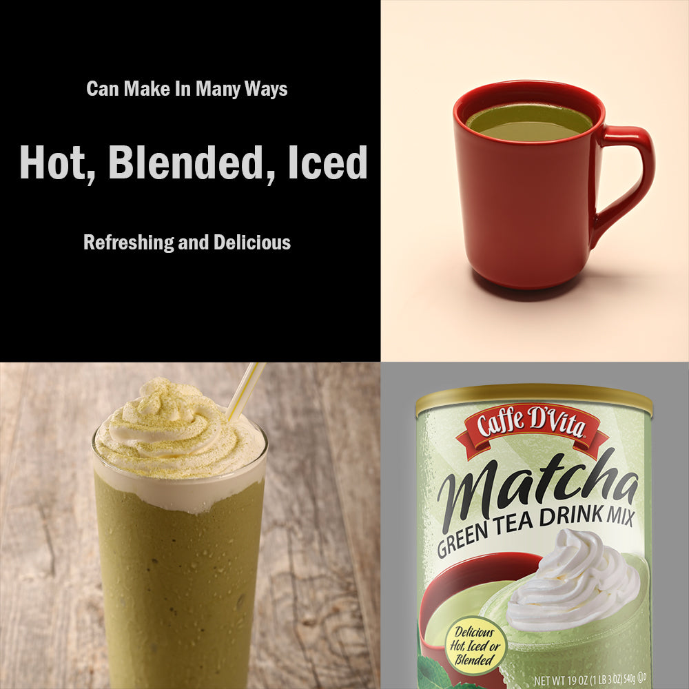 Matcha Green Tea Drink Mix - Case of 6 - 19 oz. cans - Foodservice