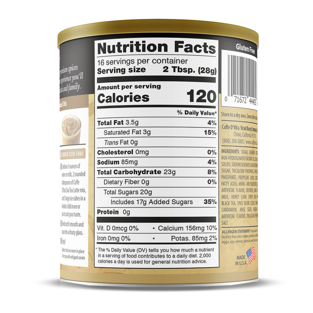 Spiced Chai Tea Latte - Case of 6 - 1 lb. cans (16 oz.) - Foodservice