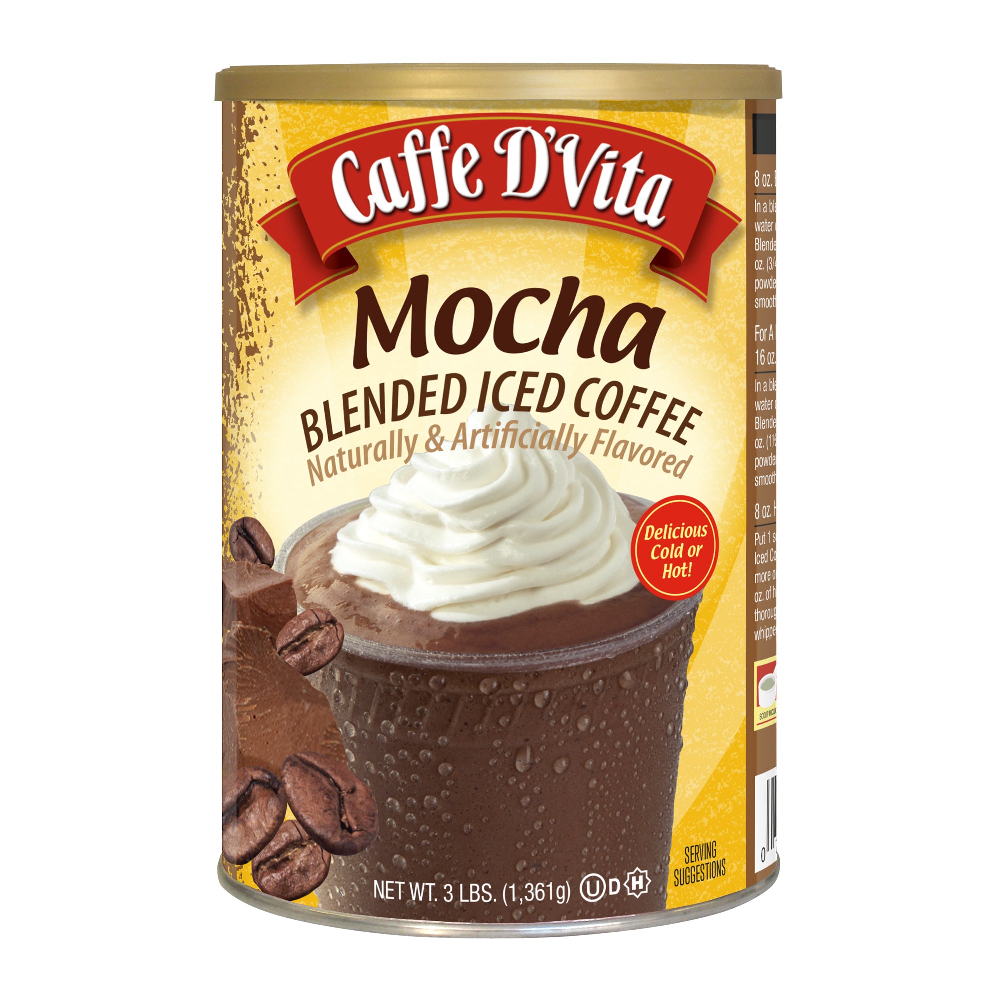 Mocha Latte Blended Iced Coffee Frappe - Single Can or Case of 4 Cans - 3 lb. (48 oz.)