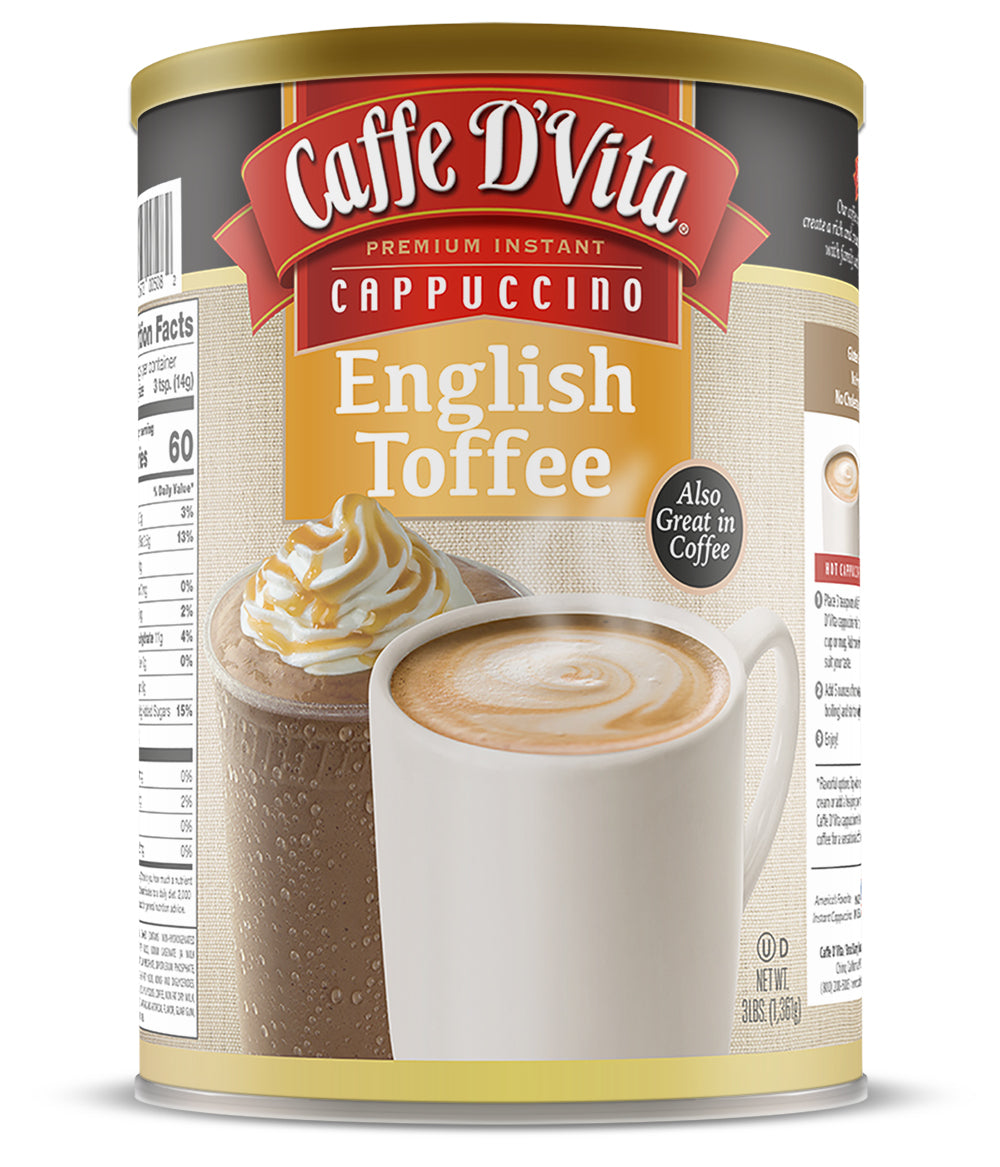 English Toffee Cappuccino - Single Can or Case of 4 Cans - 3 lb. (48 oz.)