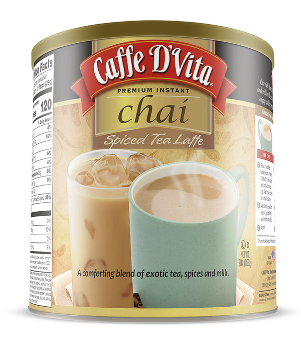 チャイラテ Spiced Chai Latte - Case of 4 Cans - 2 lb. (32 oz.) - Caffe D' Vita