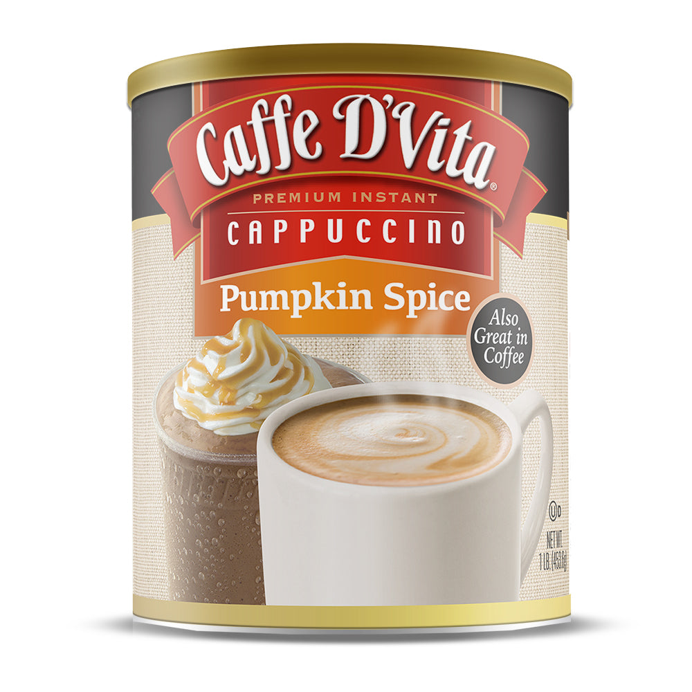 Pumpkin Spice Cappuccino - Case of 6 - 1 lb. cans (16 oz.) - Foodservice