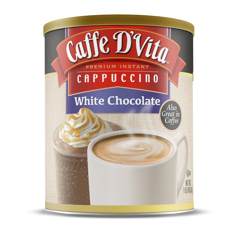 White Chocolate Cappuccino - Case of 6 - 1 lb. cans (16 oz.) - Foodservice