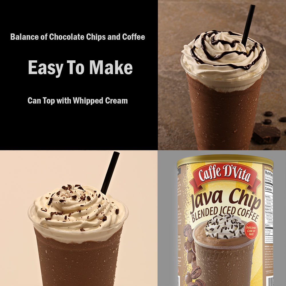 Java Chip Latte Blended Iced Coffee Frappe - Single Can or Case of 4 Cans - 3 lb. (48 oz.)