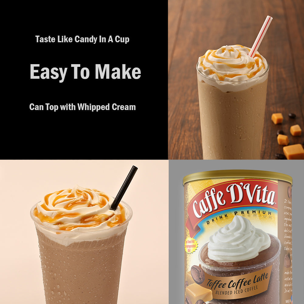 Toffee Coffee Latte Blended Iced Coffee Frappe - Case of 6 - 19 oz. cans - Foodservice