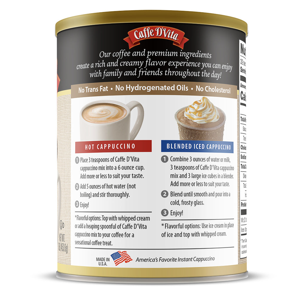 Amaretto Cappuccino - Case of 6 - 1 lb. cans (16 oz.) - Foodservice