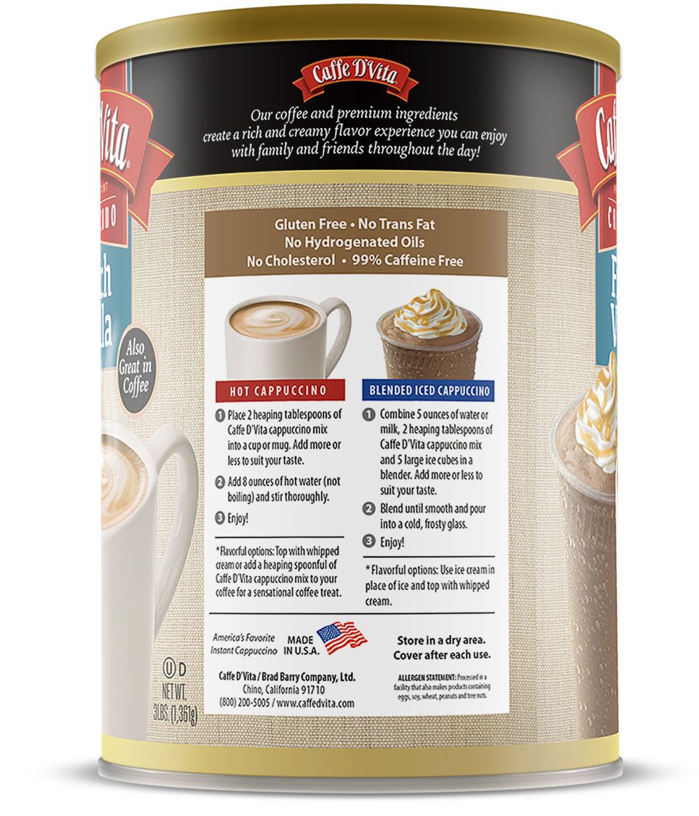French Vanilla Cappuccino - Single Can or Case of 4 Cans - 3 lb. (48 oz.)
