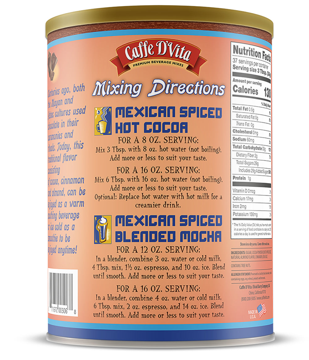 Mexican Spiced Ground Chocolate - Single Can or Case of 4 Cans - 3 lb. (48 oz.)