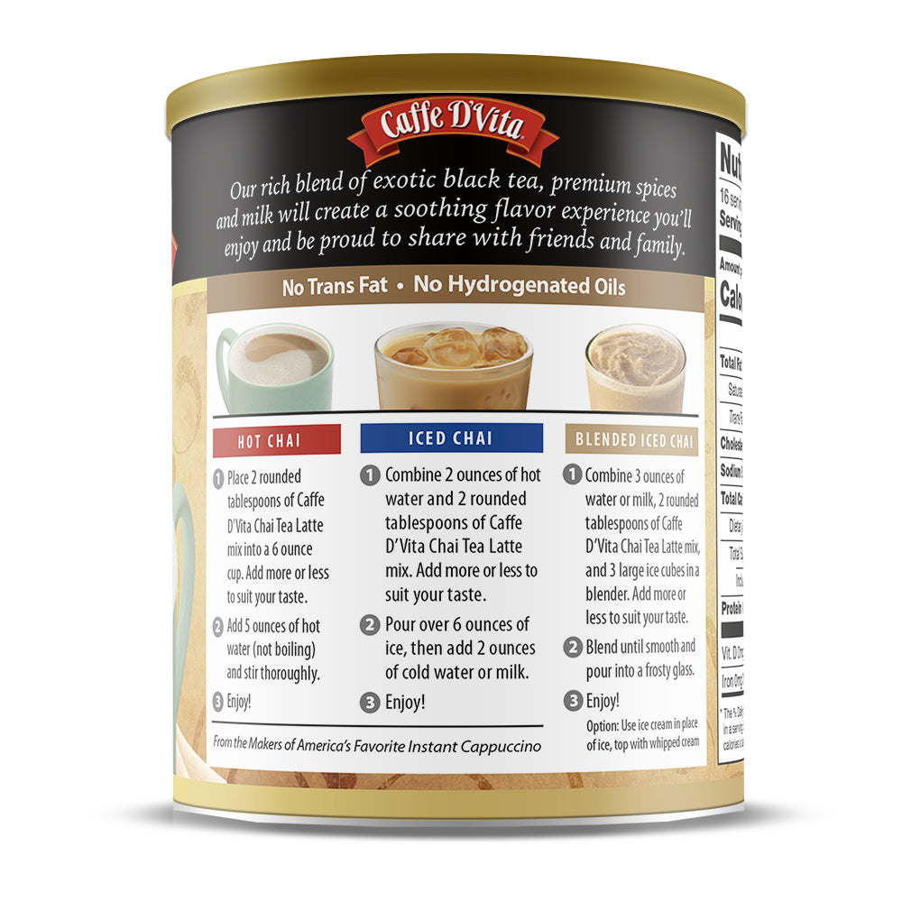 Spiced Chai Tea Latte - Case of 6 - 1 lb. cans (16 oz.) - Foodservice