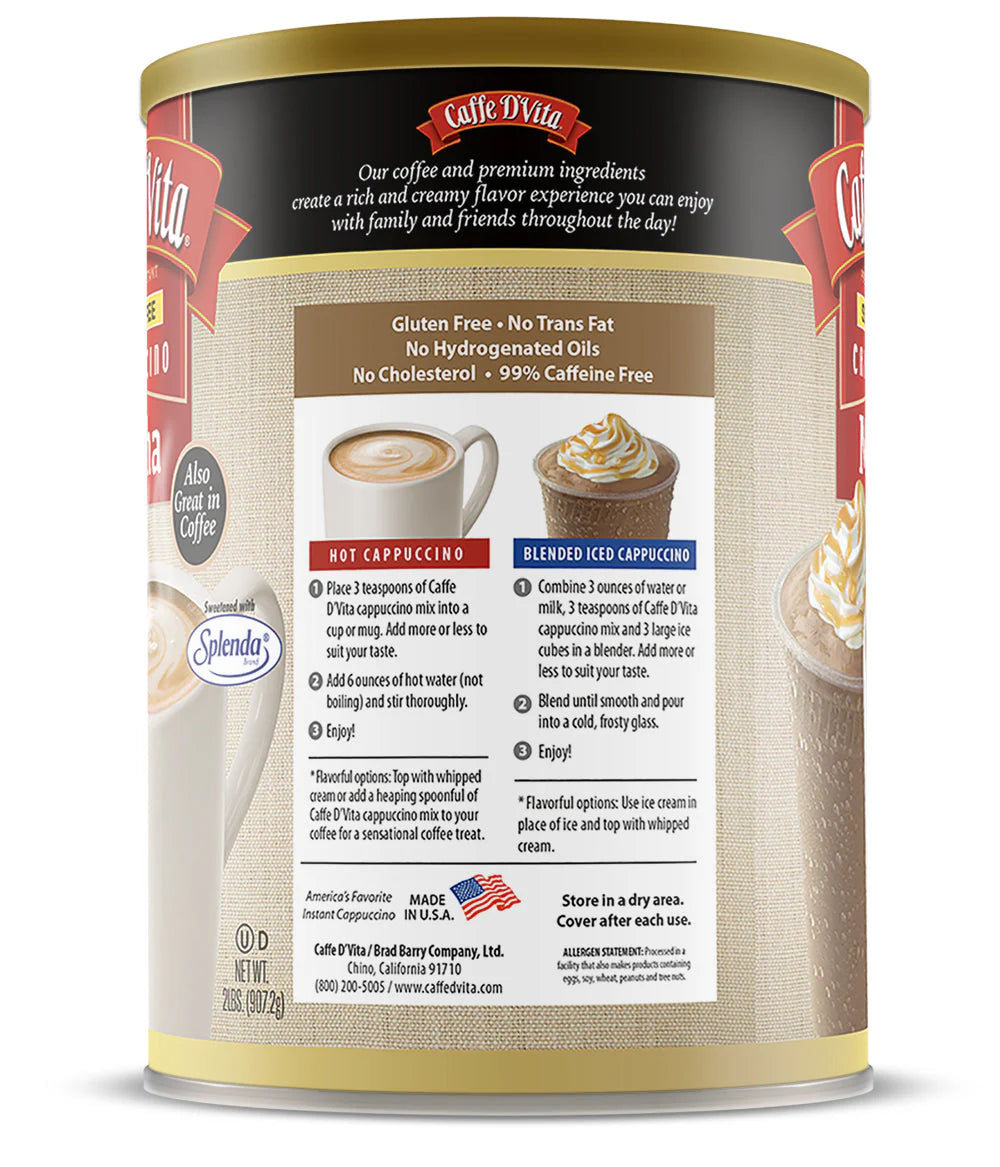 Sugar Free Mocha Cappuccino - Case of 4 Cans - 2 lb. (32 oz.) Foodservice