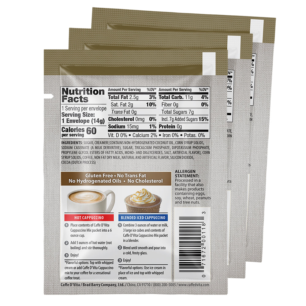 White Chocolate Cappuccino Envelopes - 3 sleeves of 24 packs - Foodservice