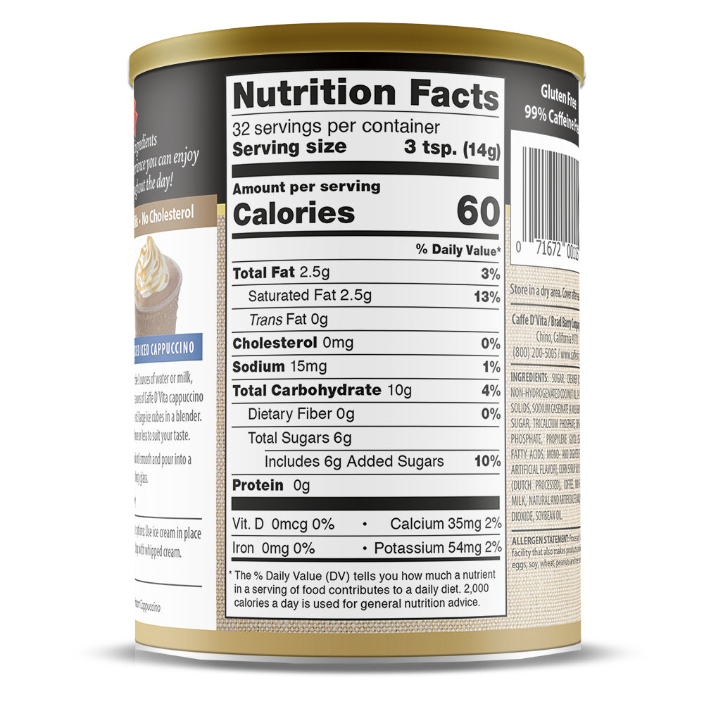 Amaretto Cappuccino - Case of 6 - 1 lb. cans (16 oz.) - Foodservice