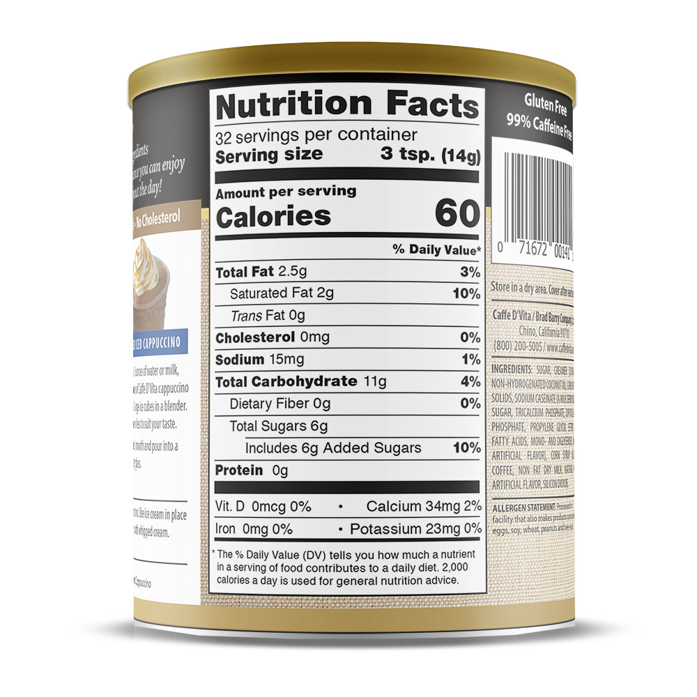 Irish Cream Cappuccino - Case of 6 - 1 lb. cans (16 oz.) - Foodservice