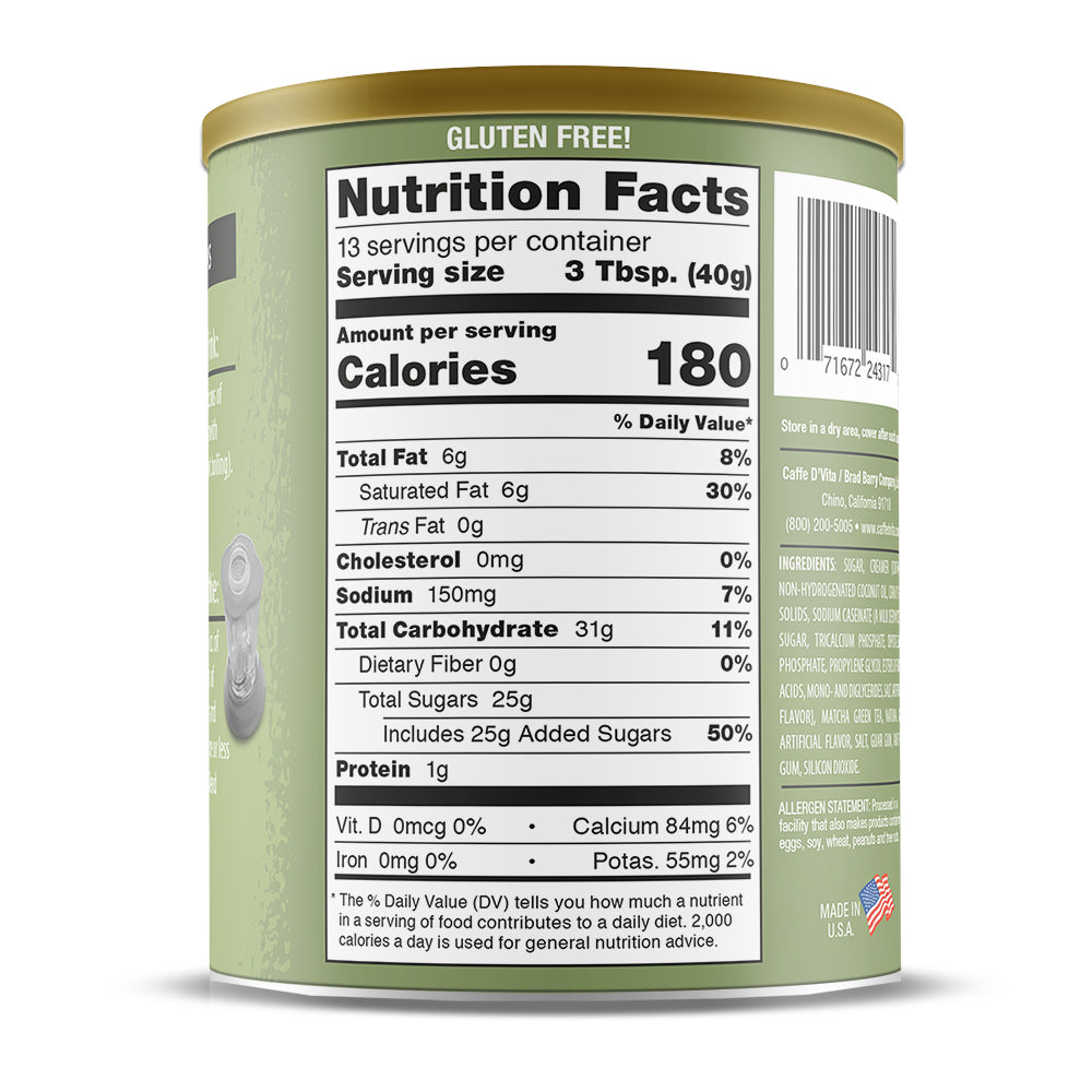 Matcha Green Tea Drink Mix - Case of 6 - 19 oz. cans - Foodservice