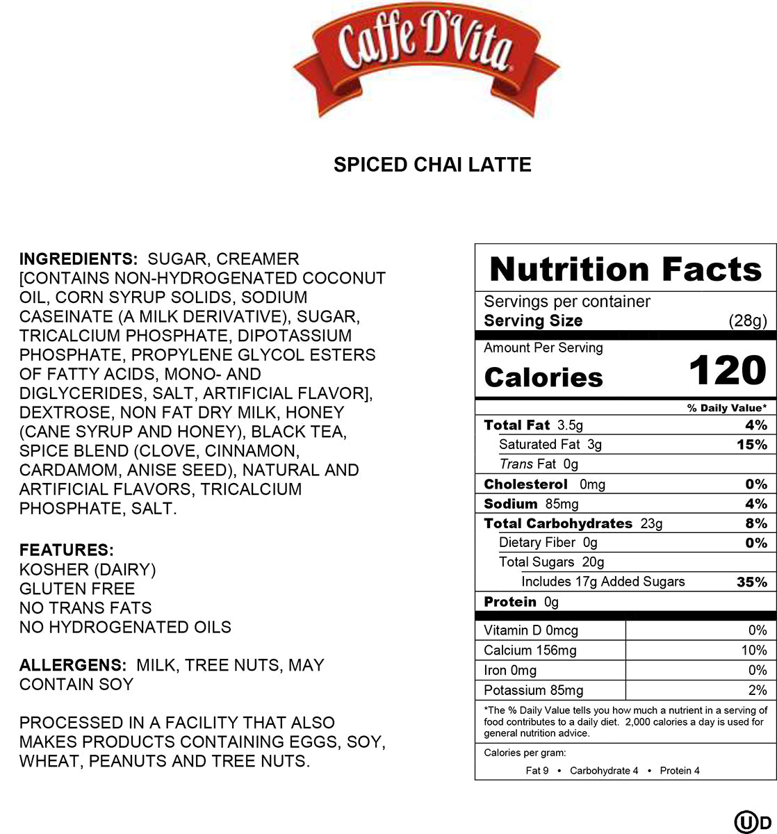 Spiced Chai Tea Latte Envelopes - 3 sleeves of 12 packs - caffedvita