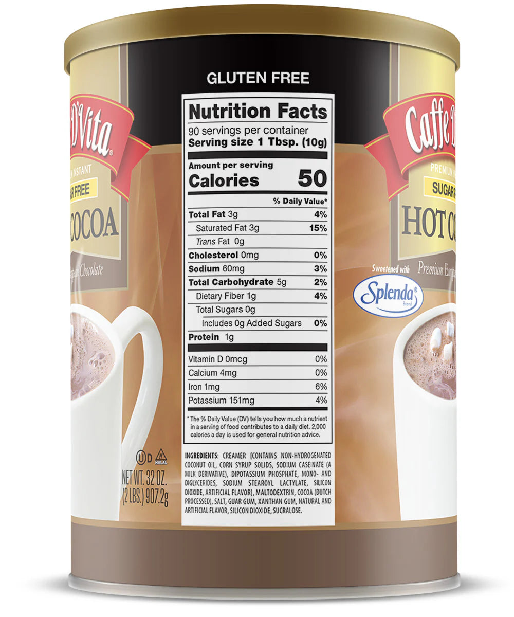 Sugar Free Hot Cocoa - Case of 4 Cans - 2 lb. (32 oz.) Foodservice