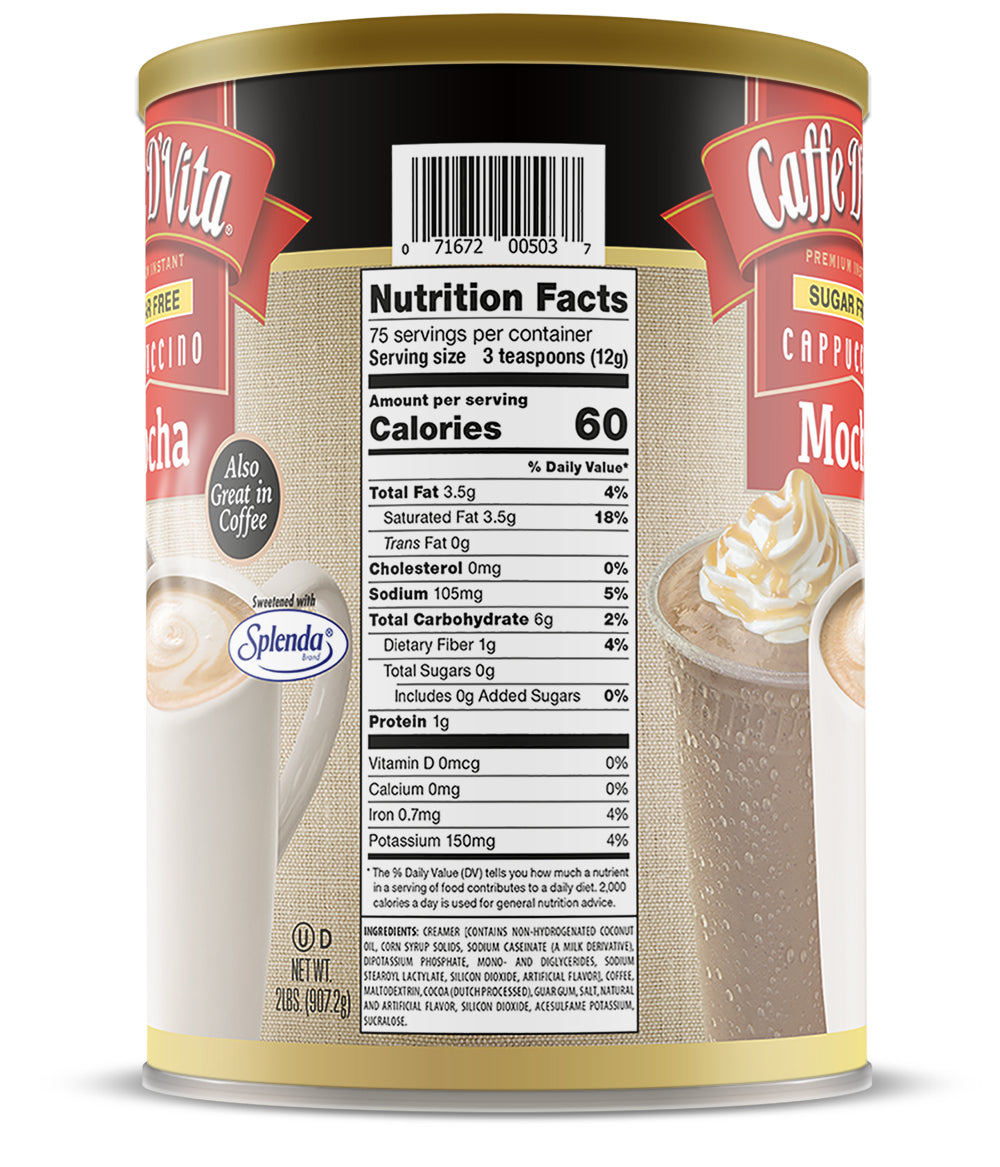 Sugar Free Mocha Cappuccino - Single Can or Case of 4 Cans - 2 lb. (32 oz.)