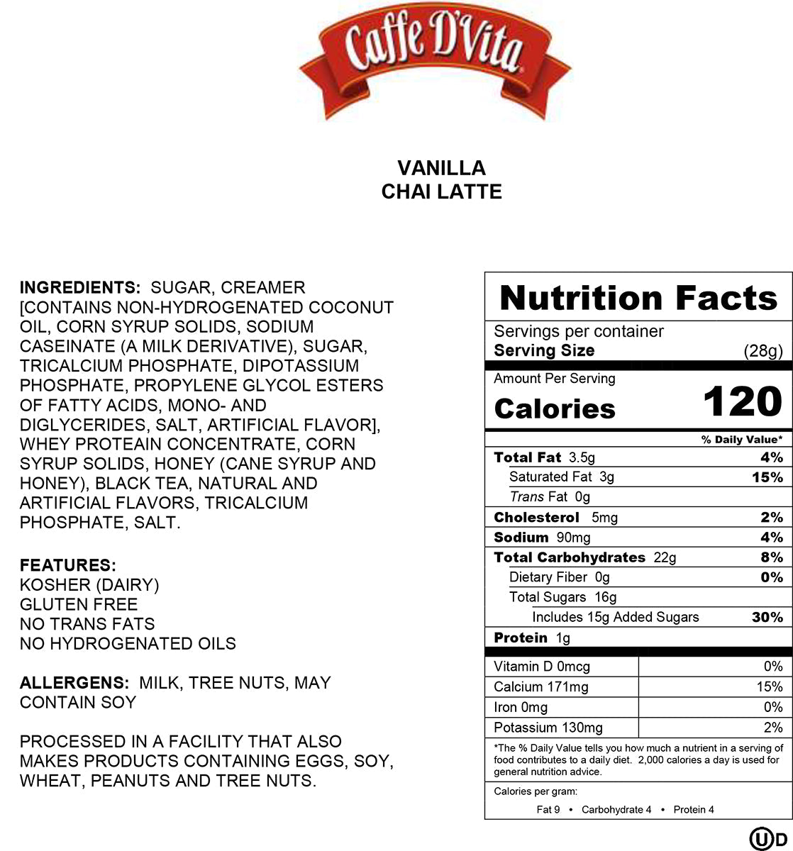 Vanilla Chai Tea Latte Envelopes - 3 sleeves of 12 packs - caffedvita