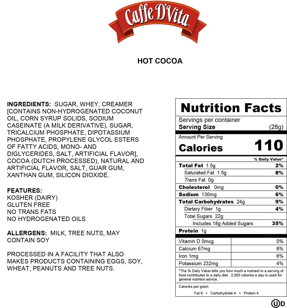 Hot Cocoa - Case of 6 - 1 lb. cans (16 oz.) - caffedvita