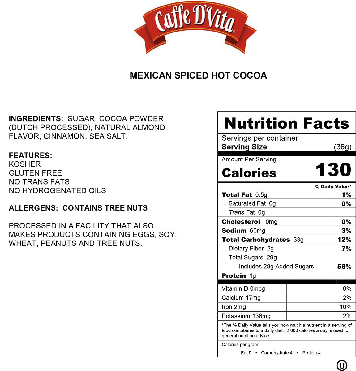 Mexican Spiced Ground Chocolate - Single Can or Case of 4 Cans - 3 lb. (48 oz.) - caffedvita