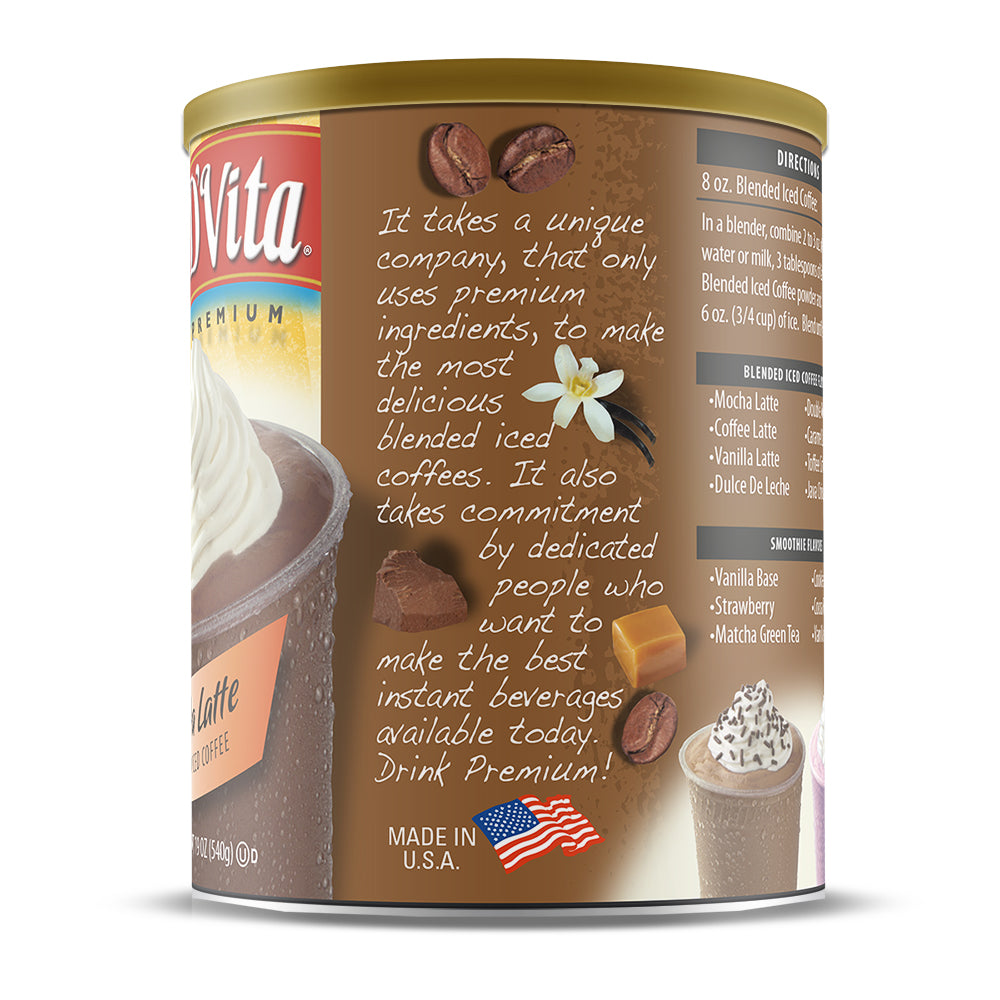 Mocha Latte Blended Iced Coffee Frappe - Case of 6 - 19 oz. cans