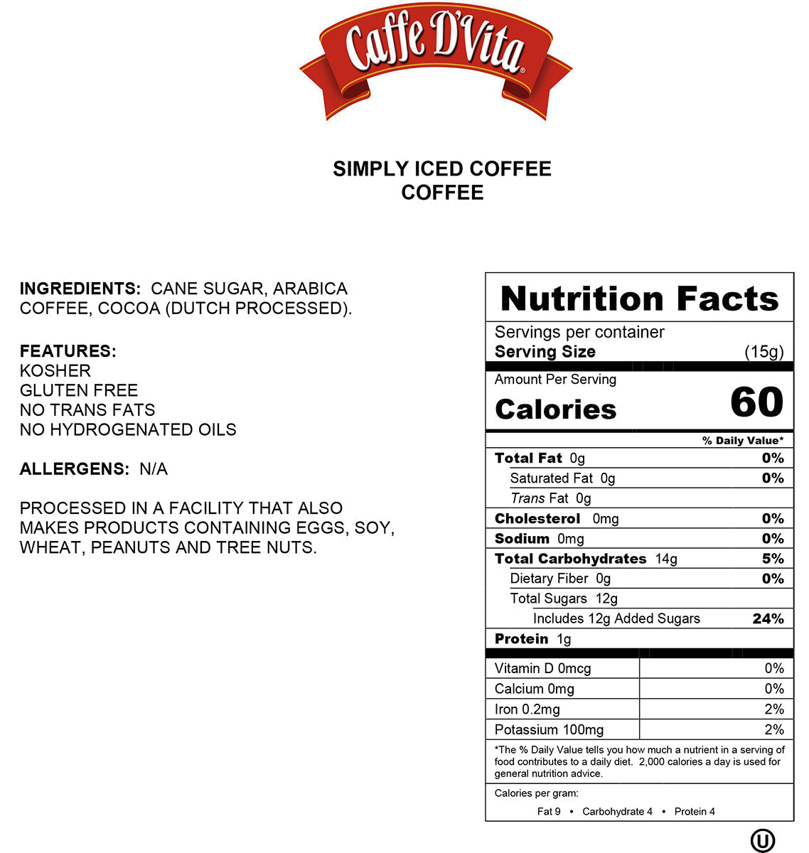 Simply Iced Coffee - Case of 6 - 1 lb. cans (16 oz.) - caffedvita