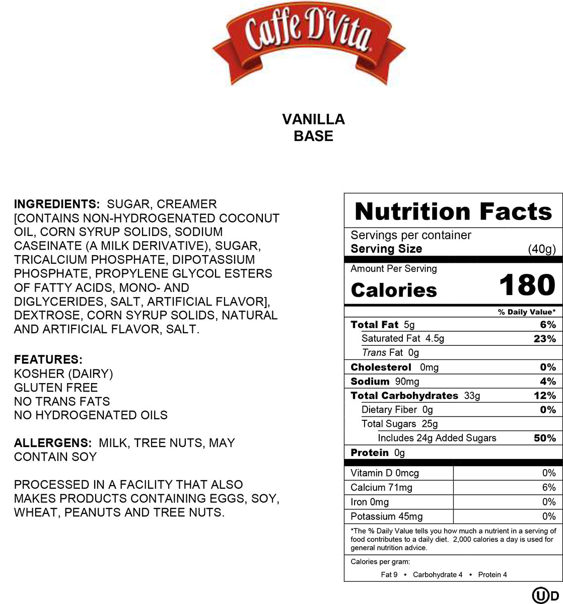 Vanilla Base - Case of 6 - 19 oz. cans - caffedvita