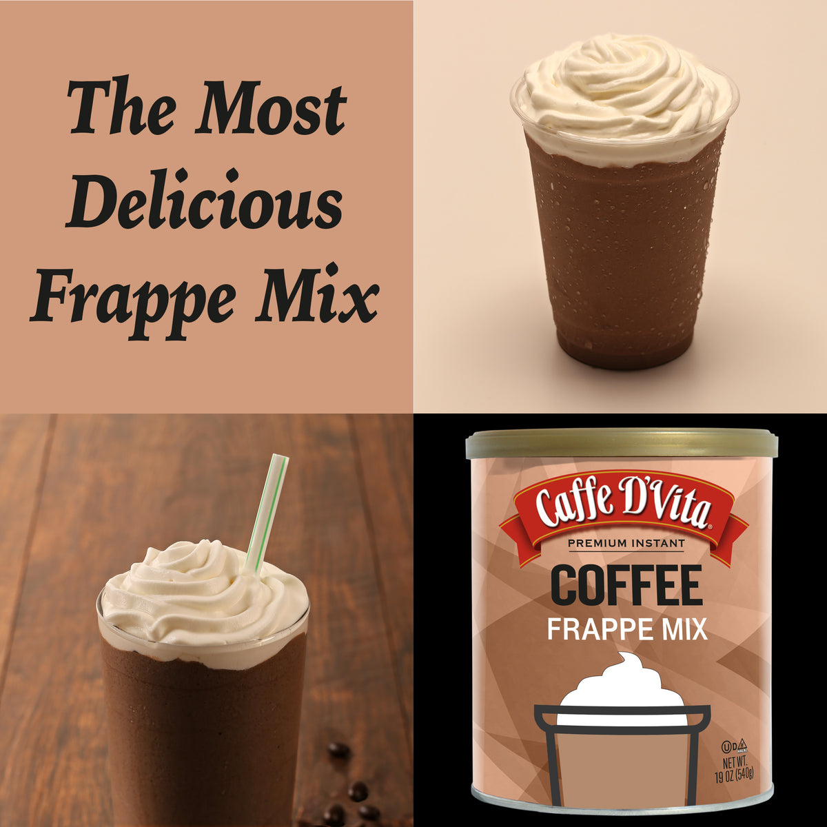 Coffee Latte Blended Iced Coffee Frappe - Case of 6 - 19 oz. cans - Foodservice