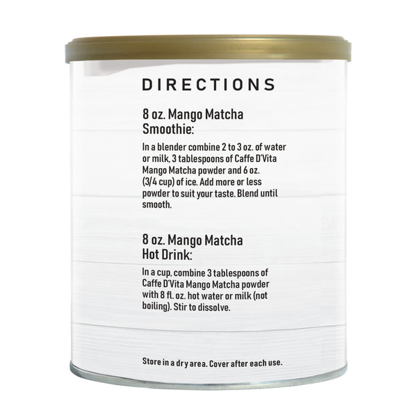 Mango Matcha Green Tea Drink Mix Case of 6 19 oz. cans caffedvita