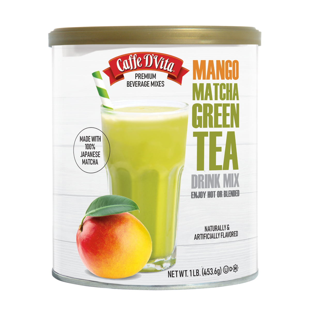 Mango Matcha Green Tea Drink Mix - Case of 6 - 19 oz. cans