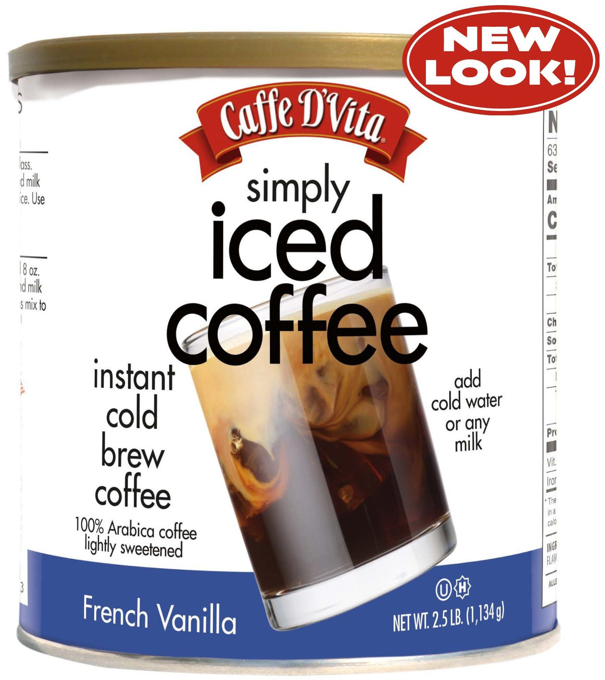 Simply Iced Coffee French Vanilla - Single Can or Case of 4 Cans - 2.5 lb. (40 oz.)