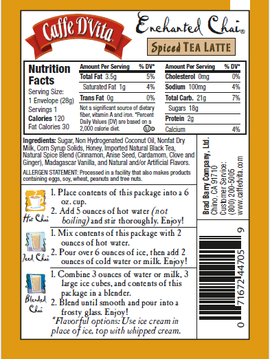 Spiced Chai Tea Latte Envelopes - 3 sleeves of 12 packs