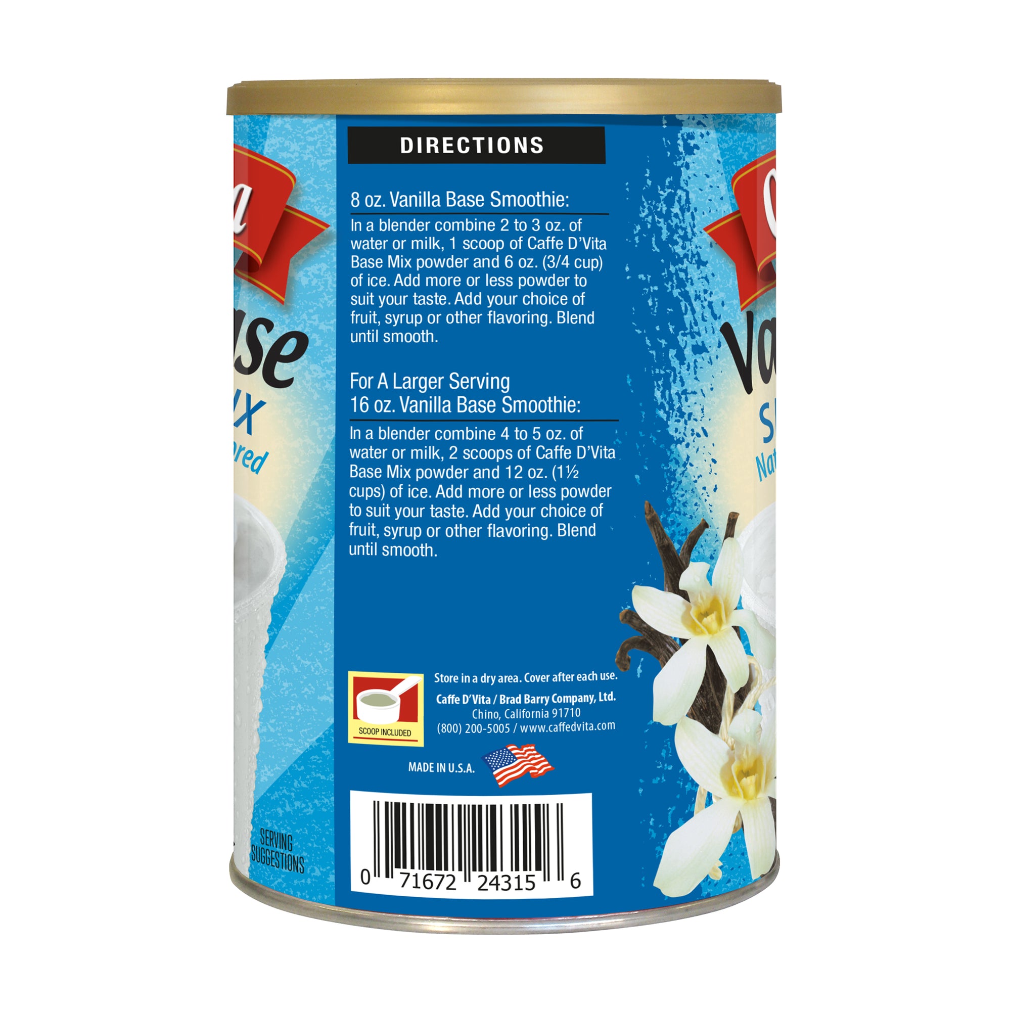 Vanilla Base Smoothie - Case of 4 Cans - 3lb. (48 oz.) - Foodservice