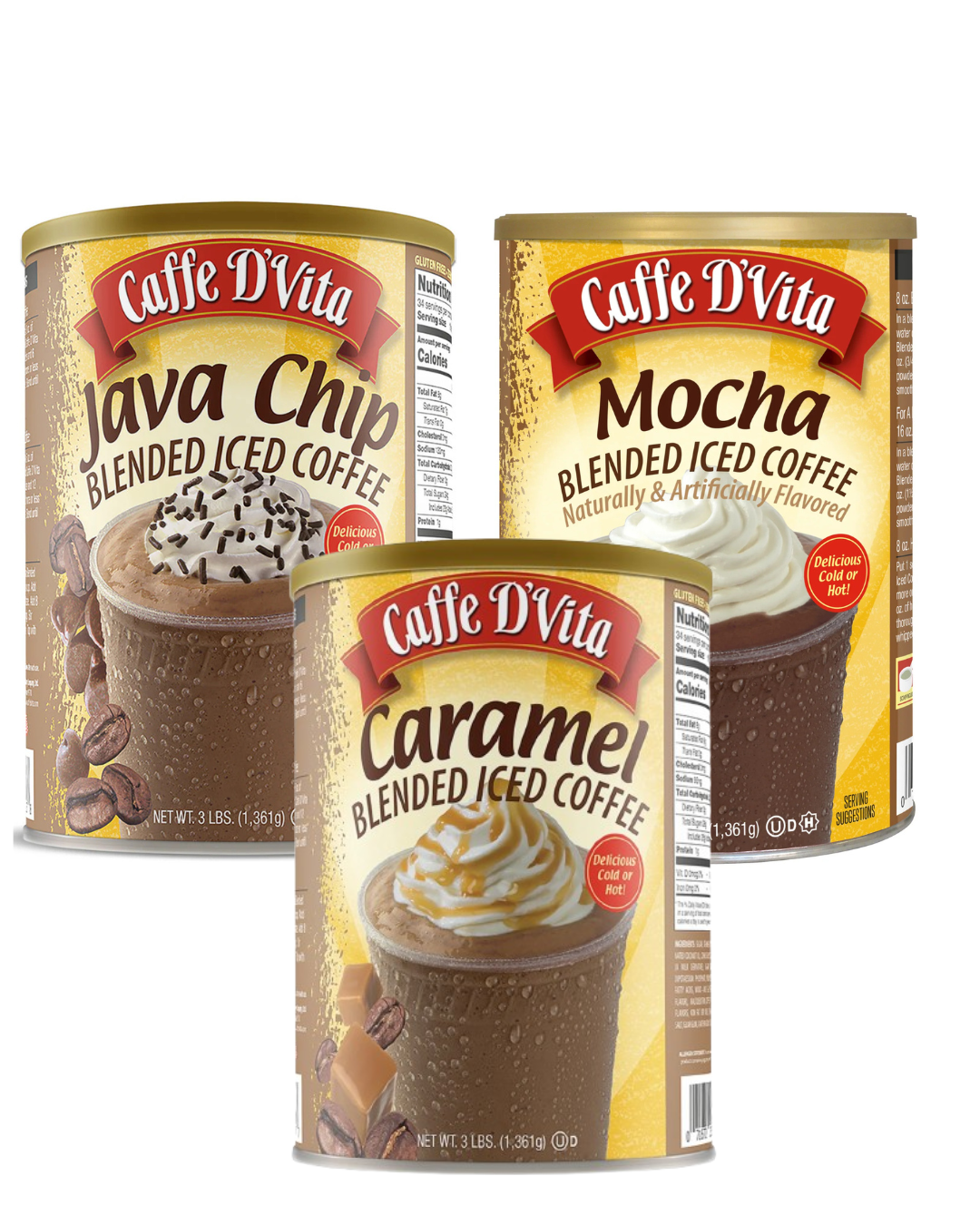 Caffe D&#39;Vita Blended Iced Coffee 4 - 3lb Canisters - Foodservice