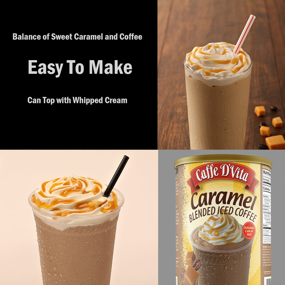 Caramel Latte Blended Iced Coffee Frappe- Single Can or Case of  4 Cans - 3 lb. (48 oz.)