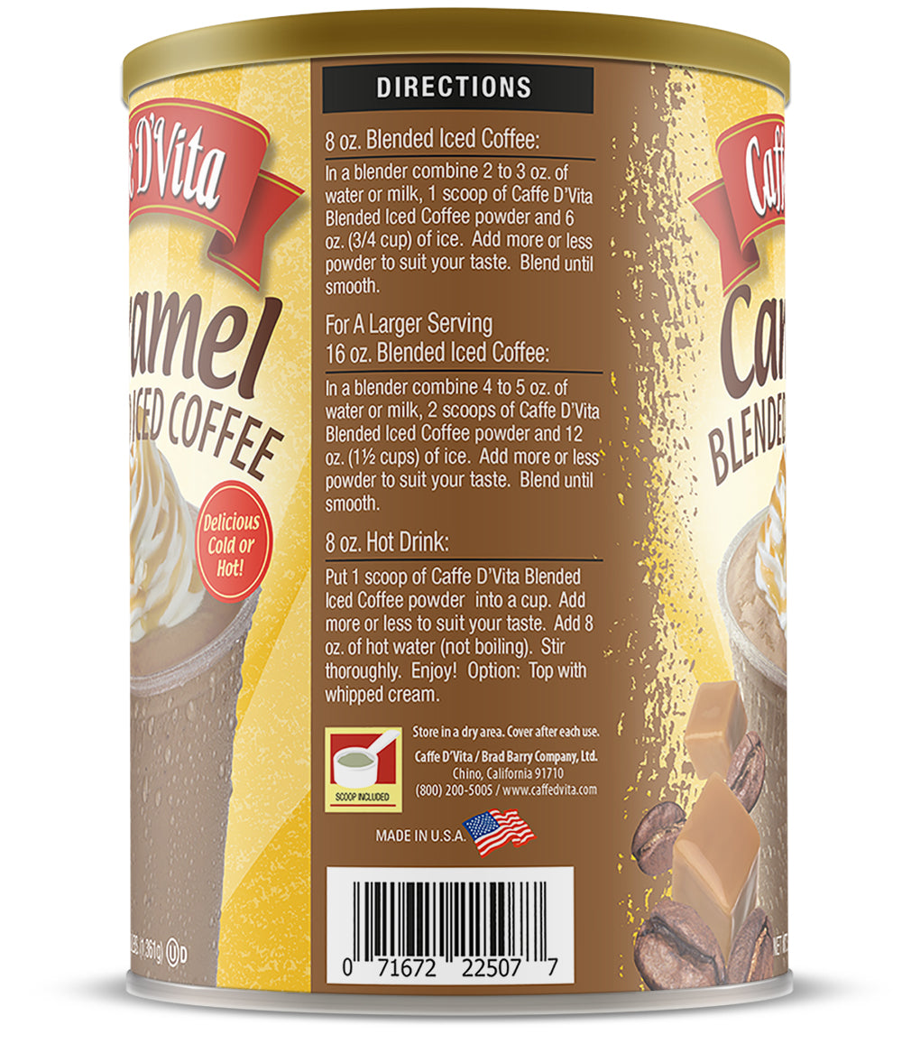 Caramel Latte Blended Iced Coffee Frappe- Single Can or Case of  4 Cans - 3 lb. (48 oz.)