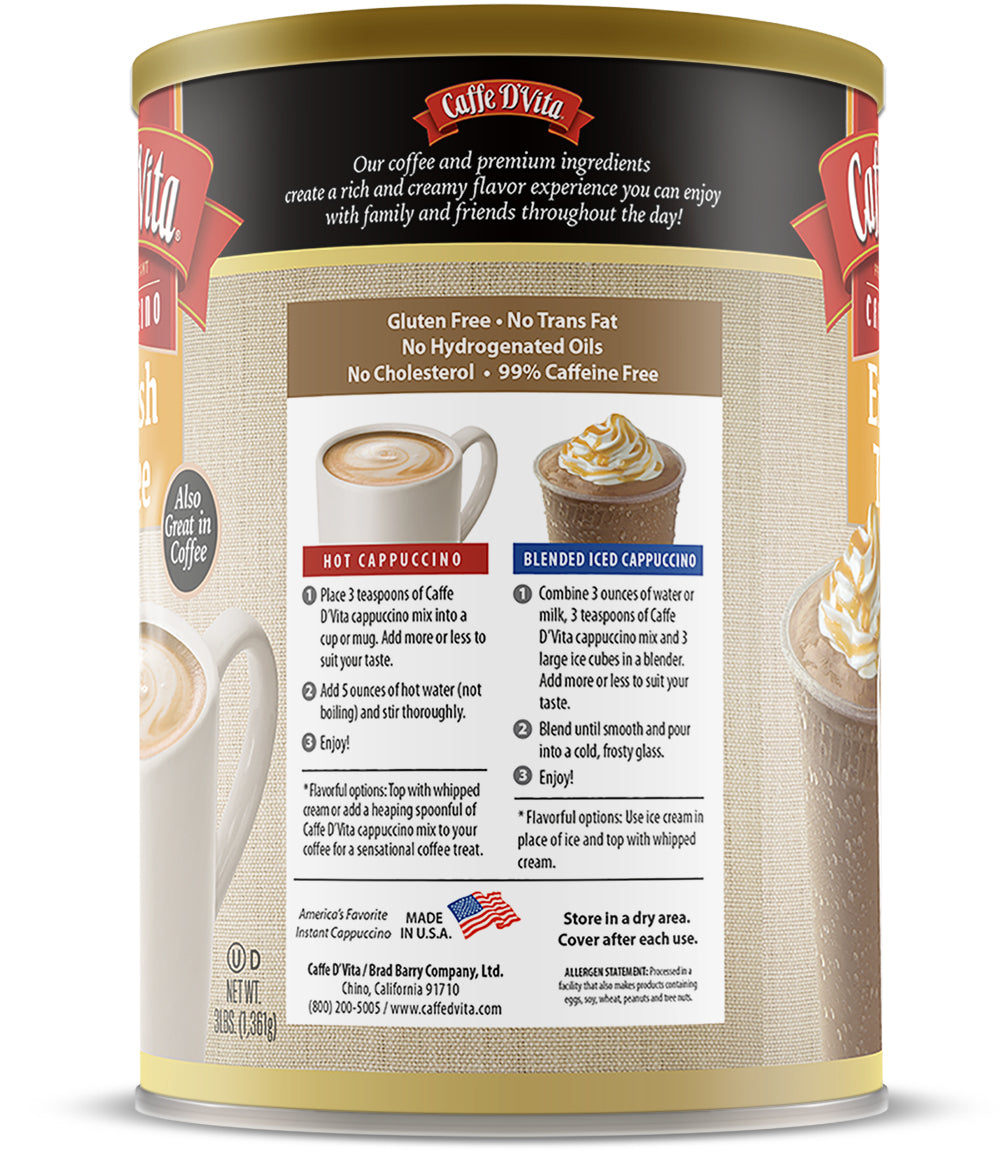 English Toffee Cappuccino - Single Can or Case of 4 Cans - 3 lb. (48 oz.)