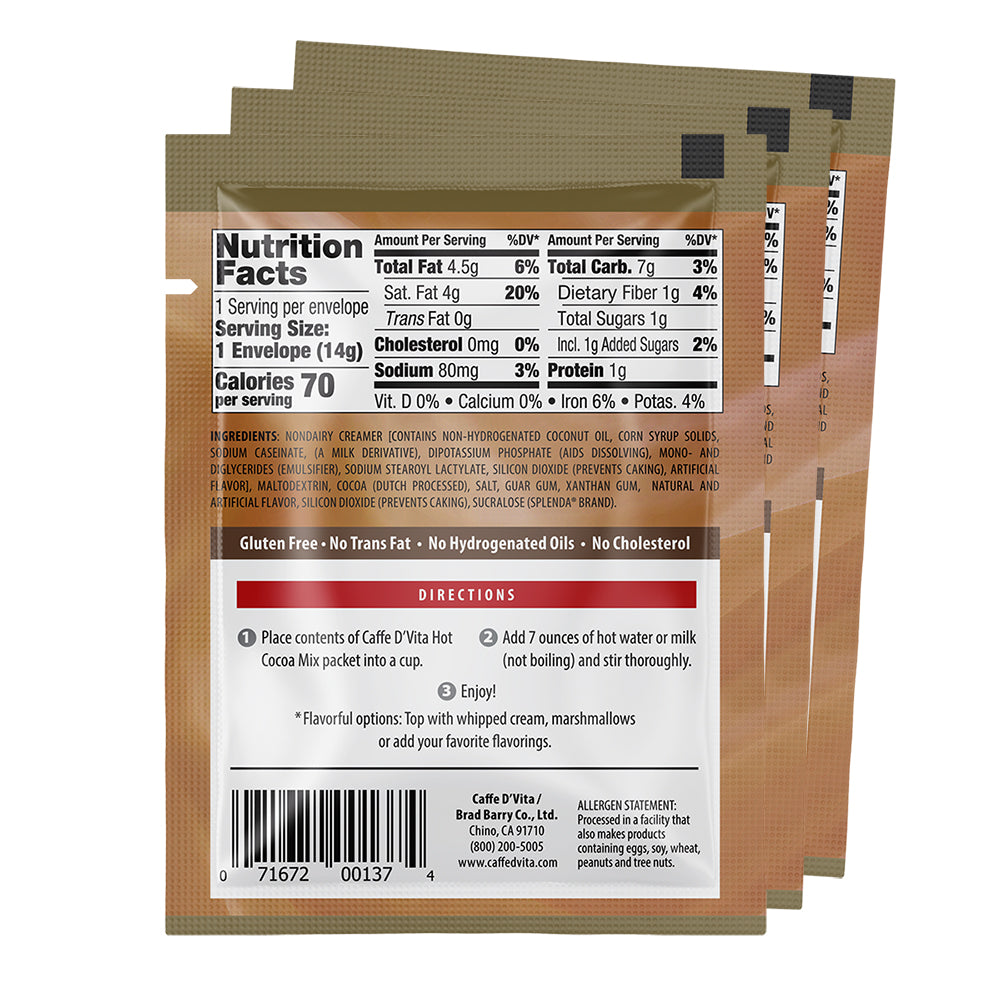 Sugar Free Hot Cocoa Envelopes - 3 sleeves of 12 packs