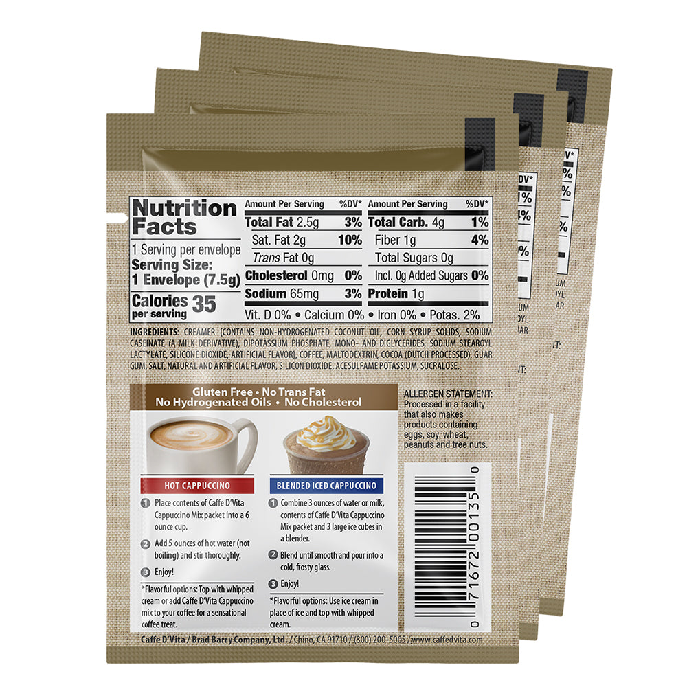 Sugar Free Mocha Cappuccino Envelopes - 3 sleeves of 24 packs