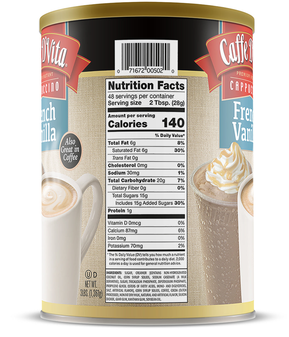 French Vanilla Cappuccino - Single Can or Case of 4 Cans - 3 lb. (48 oz.)