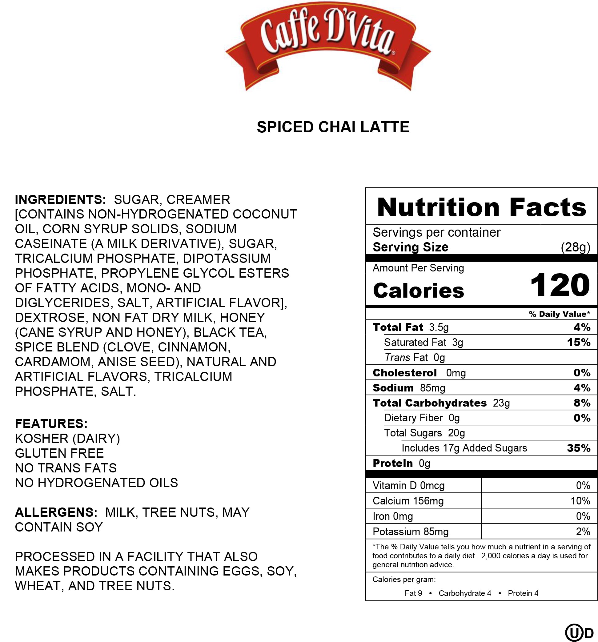 Spiced Chai Latte - Case of 4 Cans - 2 lb. (32 oz.)